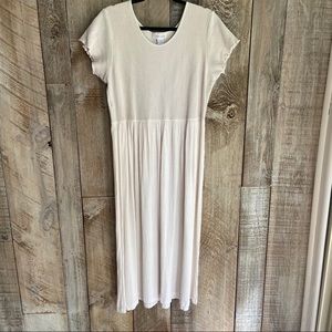 Waffle Knit Crinkle Cottagecore Maxi Dress XL